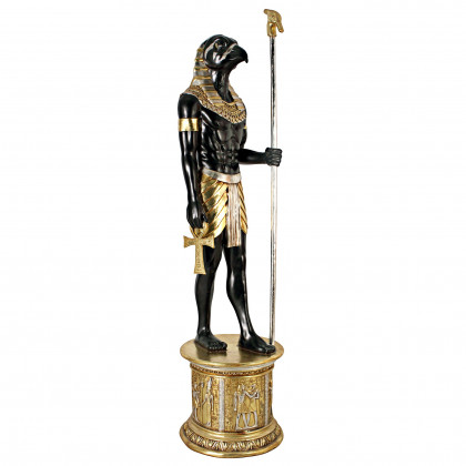 Toscano - The Egyptian Grand Ruler Collection Life-Size Horus Statue atop a Temple Column Mount
