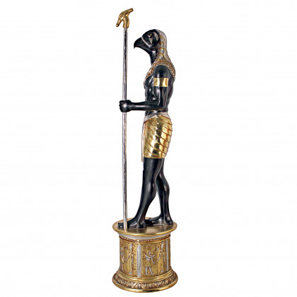 Toscano - The Egyptian Grand Ruler Collection Life-Size Horus Statue atop a Temple Column Mount