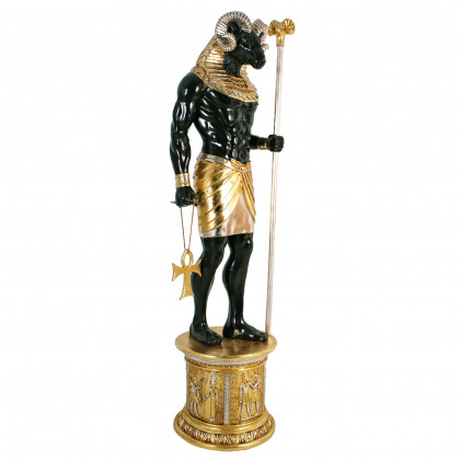 Toscano - The Egyptian Grand Ruler Collection Life-Size Khnum Statue atop a Temple Column Mount