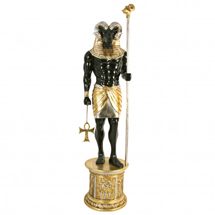 Toscano - The Egyptian Grand Ruler Collection Life-Size Khnum Statue atop a Temple Column Mount