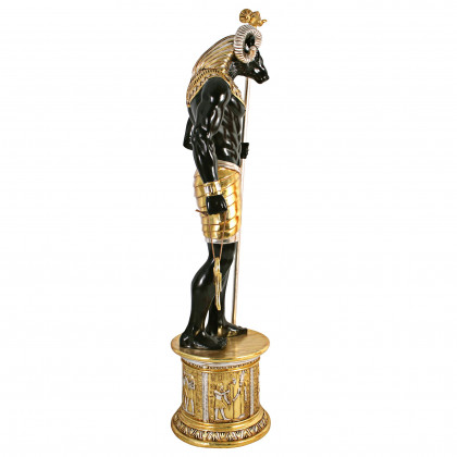 Toscano - The Egyptian Grand Ruler Collection Life-Size Khnum Statue atop a Temple Column Mount