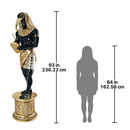 Toscano - The Egyptian Grand Ruler Collection Life-Size Thoth Statue atop a Temple Column Mount