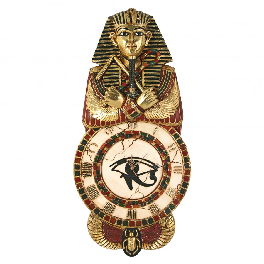 Toscano - Pharaoh Tut Medinet Habu Sculptural Egyptian Wall Clock
