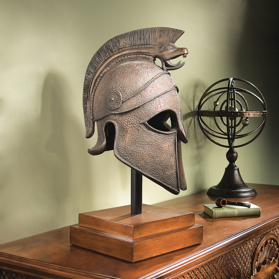 Toscano - Macedonian Battle Helmet on Museum Mount Statue
