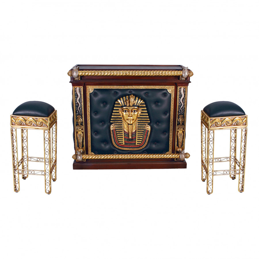 Toscano - The Altar of Tenenit Egyptian Bar with Two Barstools