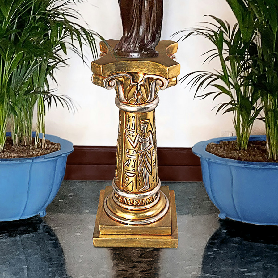 Toscano - The Temple of Ramses Egyptian Column Pedestal in Gold, Fiberglass