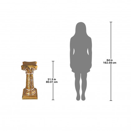 Toscano - The Temple of Ramses Egyptian Column Pedestal in Gold, Fiberglass
