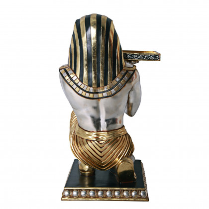 Toscano Egyptian Pharaoh Kneeling Side Table Statue - Silver/Gold, Fiberglass