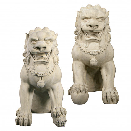 Toscano - Set of Grand Palace Chinese Lion Foo Dog Statues in Male and Female