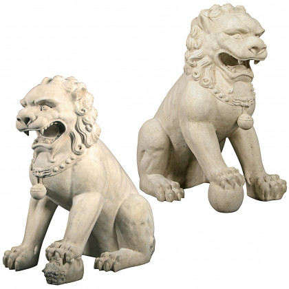 Toscano - Set of Grand Palace Chinese Lion Foo Dog Statues in Male and Female
