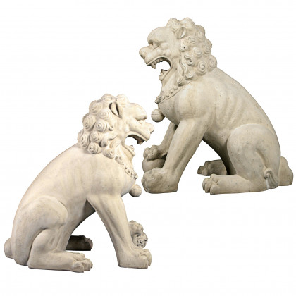 Toscano - Set of Grand Palace Chinese Lion Foo Dog Statues in Male and Female