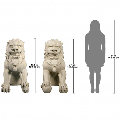 Toscano - Set of Grand Palace Chinese Lion Foo Dog Statues in Male and Female