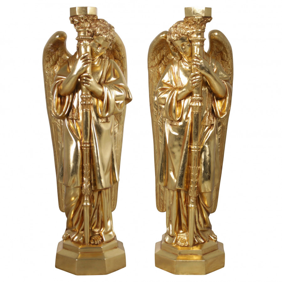 Toscano - Set of 2 Padova Golden Guardian Angel Statues