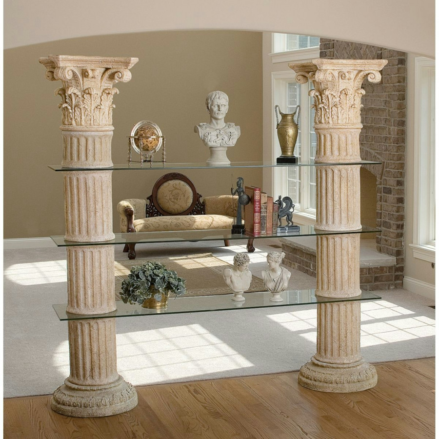Toscano - Columns of Corinth with Shelves -Ancient Ivory, Fiberglass