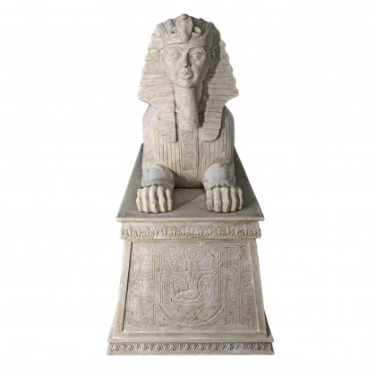 Toscano - Grand Stone Sphinx Statue atop a Egyptian Plinth