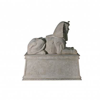 Toscano - Grand Stone Sphinx Statue atop a Egyptian Plinth