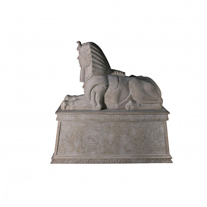 Toscano - Grand Stone Sphinx Statue atop a Egyptian Plinth