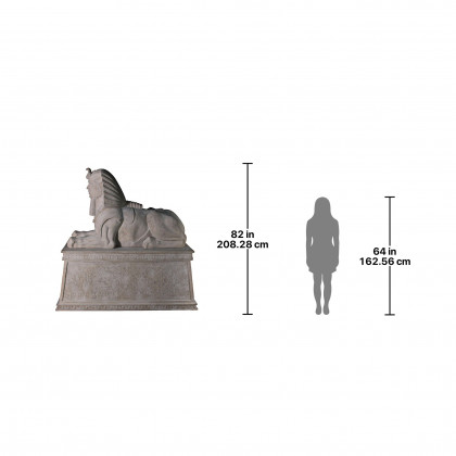 Toscano - Grand Stone Sphinx Statue atop a Egyptian Plinth