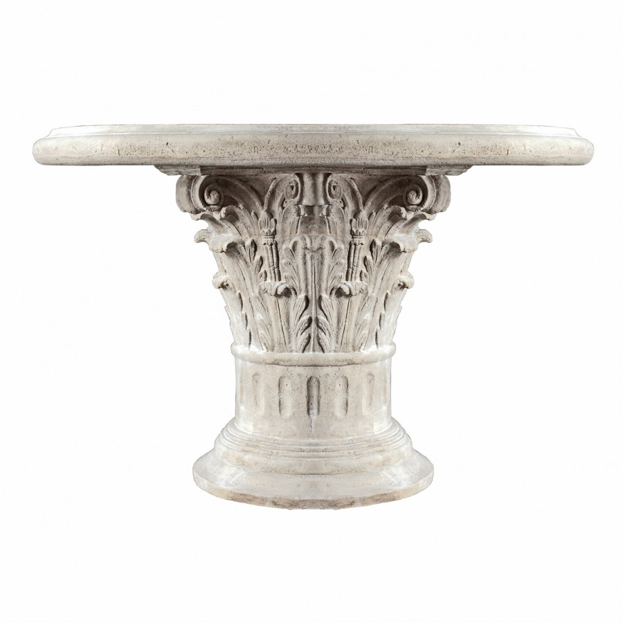 Toscano - Roman Corinthian Capital Architectural Table in Ancient Ivory, Fiberglass