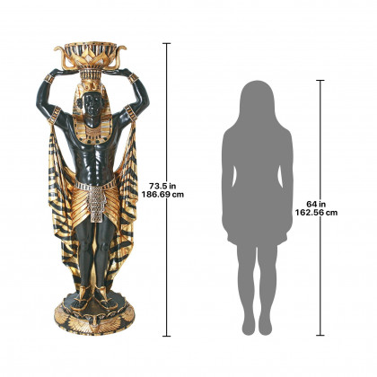 Toscano Cleopatra Egyptian Nubian Guard with Urn Statue - Grande