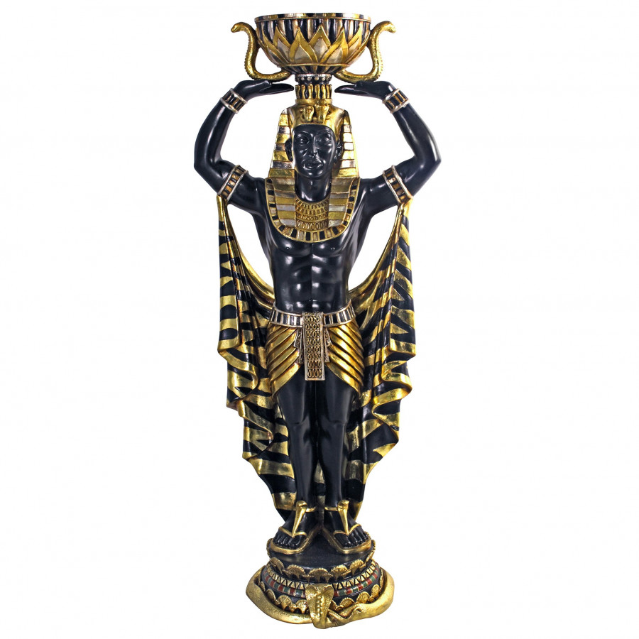 Toscano - Cleopatra Egyptian Nubian Guard with Urn-Scale Statue