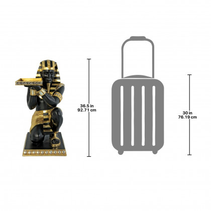 Toscano Egyptian Pharaoh Kneeling Side Table Statue - Black/Gold, Fiberglass