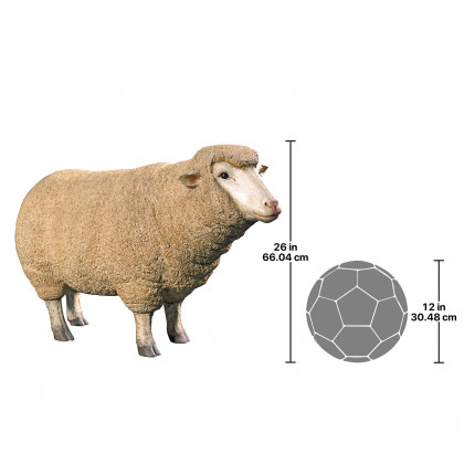 Toscano Merino Ewe Life-Size Sheep Statue - Head Up