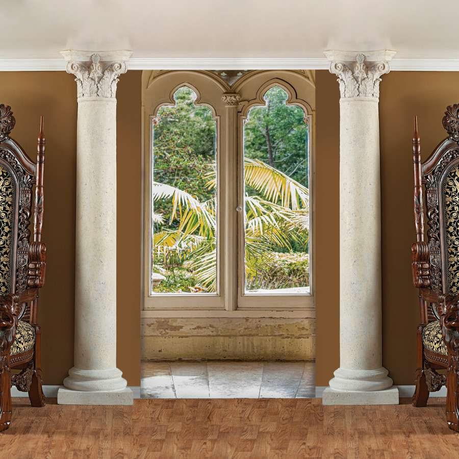Toscano The Corinthian Architectural Half Wall Columns - Antique Stone, Fiberglass
