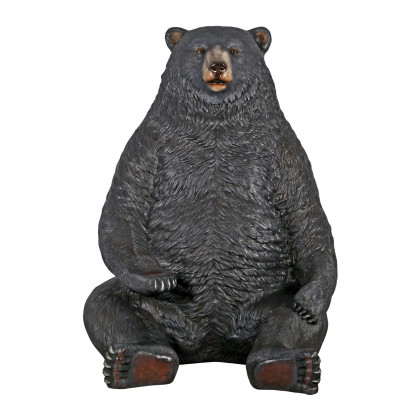 Toscano - Sitting Pretty Oversized Black Bear Statue with Paw Seat
