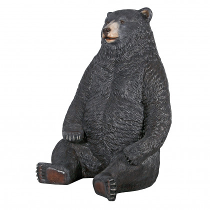 Toscano - Sitting Pretty Oversized Black Bear Statue with Paw Seat