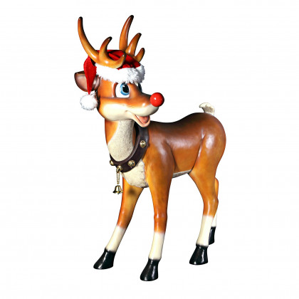 Toscano Santa Red-Nosed Christmas Reindeer Standing Statue - Large