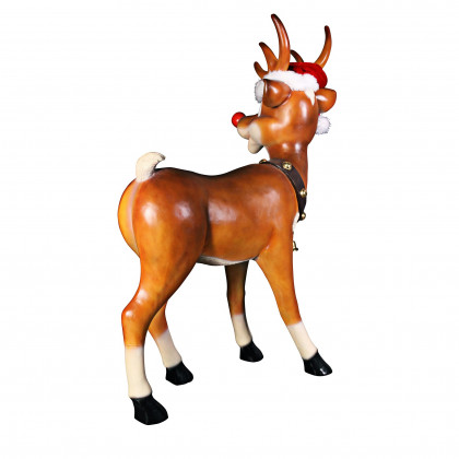 Toscano Santa Red-Nosed Christmas Reindeer Standing Statue - Large