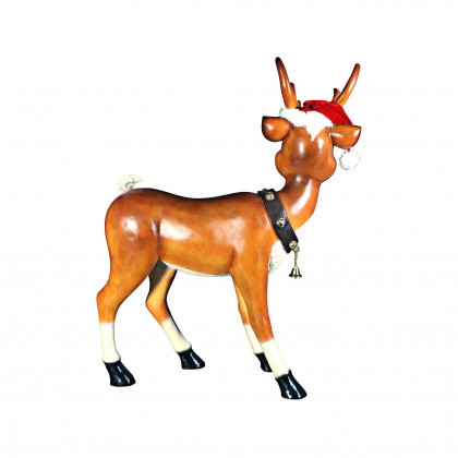 Toscano Santa Red-Nosed Christmas Reindeer Standing Statue - Large