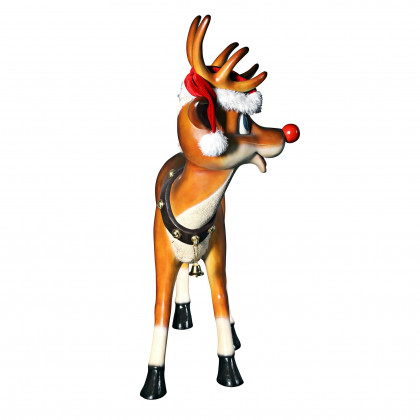 Toscano Santa Red-Nosed Christmas Reindeer Standing Statue - Large