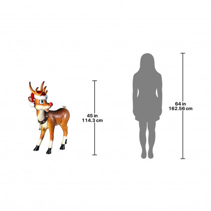 Toscano Santa Red-Nosed Christmas Reindeer Standing Statue - Large