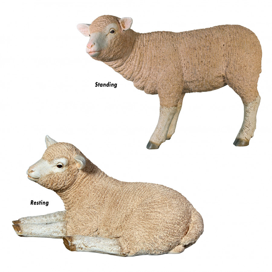 Toscano - Set of 2 Merino Ewe Life-Size Lambs Statue Collection