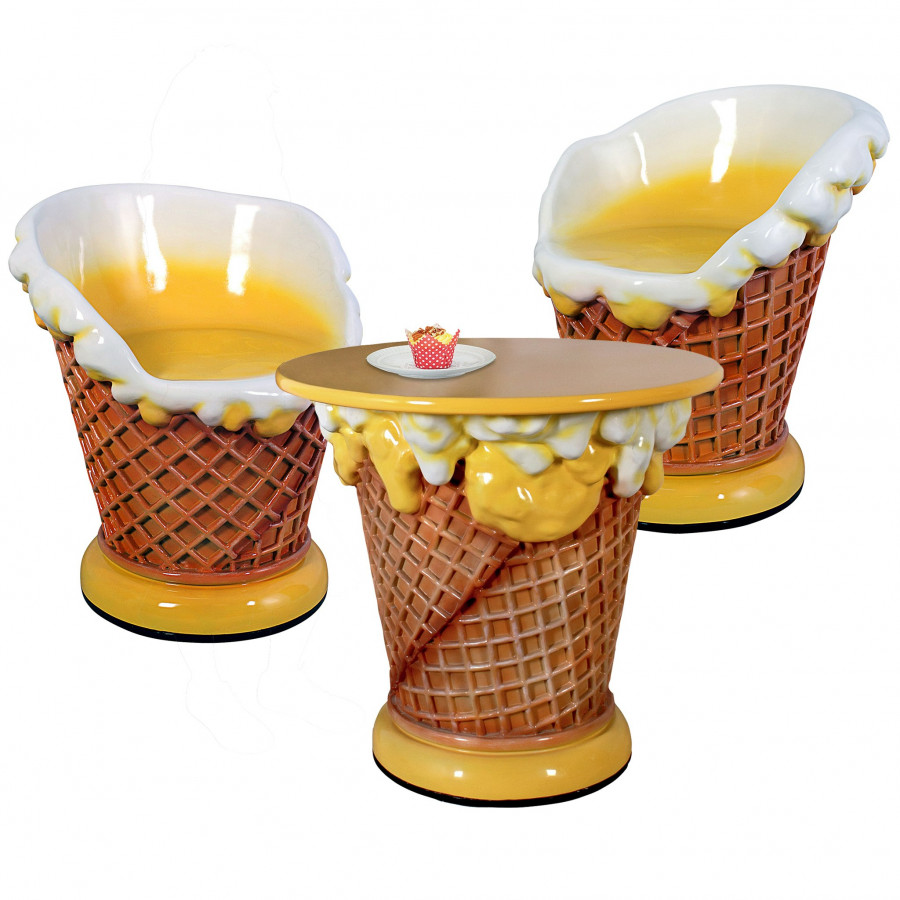 Toscano - Set of Ice Cream Parlor Sculptural Table and 2 Chairs