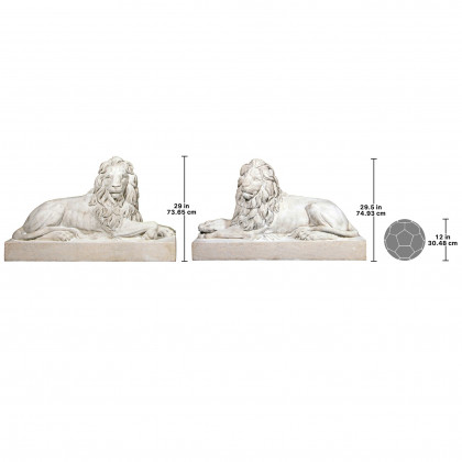 Toscano - Set of 2 Castle Courtyard Lion Sentinel Statues