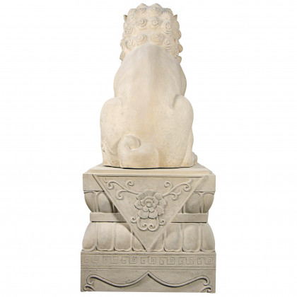 Toscano Grand Palace Chinese Lion Foo Dog Statue with Pedestal Base - Male