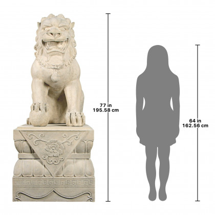 Toscano Grand Palace Chinese Lion Foo Dog Statue with Pedestal Base - Male