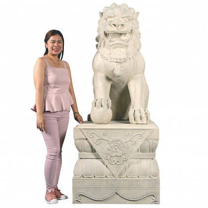 Toscano Grand Palace Chinese Lion Foo Dog Statue with Pedestal Base - Male