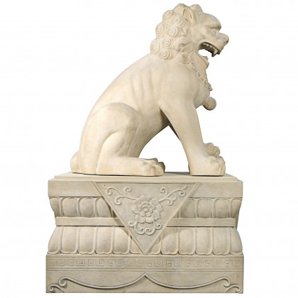 Toscano Grand Palace Chinese Lion Foo Dog Statue with Pedestal Base - Female