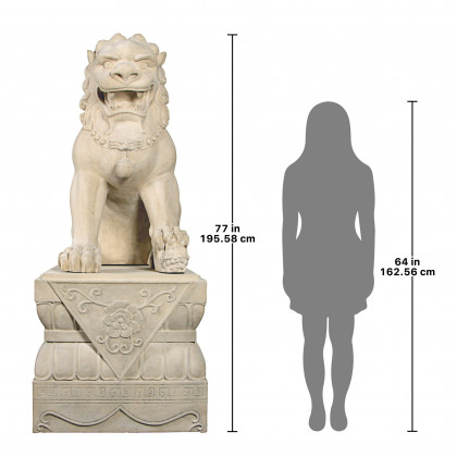 Toscano Grand Palace Chinese Lion Foo Dog Statue with Pedestal Base - Female