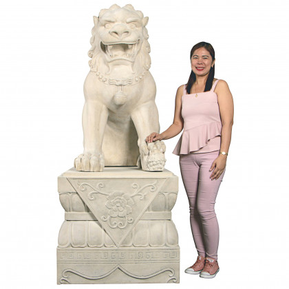 Toscano Grand Palace Chinese Lion Foo Dog Statue with Pedestal Base - Female
