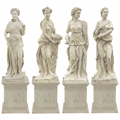 Toscano - Goddesses of the Seasons All Four Season Statues  Plinths