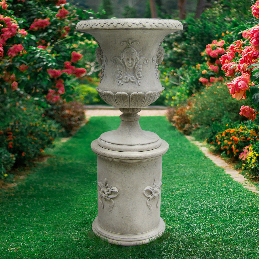Toscano - Goddess Flora Architectural Garden Urn Statue with Plinth