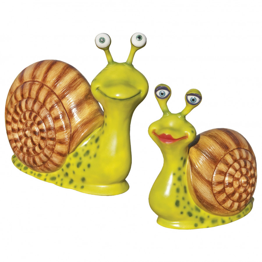 Toscano - Set of 2 Madame Monsieur Escargot Enormous Garden Snail Statues