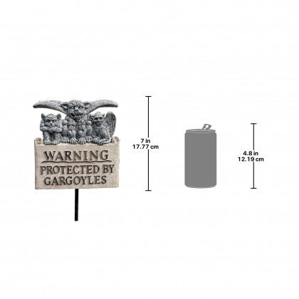 Toscano - Beware of Gargoyles Sign Garden Stake Wall Sculpture