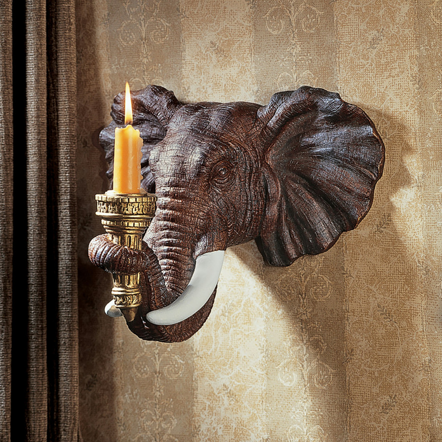 Toscano - Elephant Sculptural Wall Candle Sconce