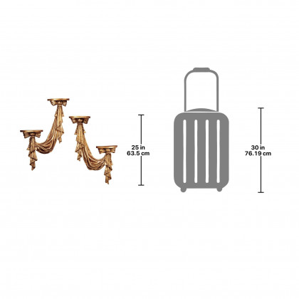 Toscano - Saint Louis Draped Sculptural Wall Accent Shelf in Gold, Designer Resin